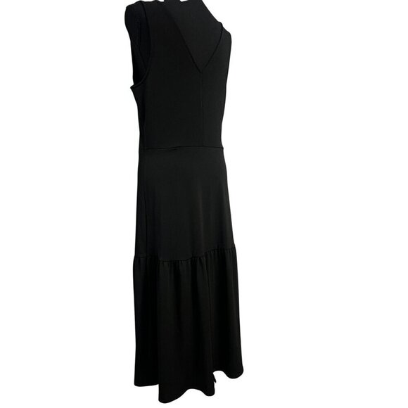 BANANA REPUBLIC Dress WOMEN MEDIUM BLACK Sleeveless Tiered Skirt V-Neckline - Picture 3 of 9